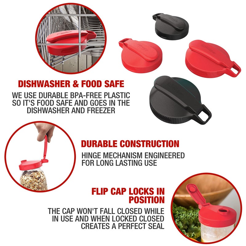 Masontops Multi Top - 2PK - Small Mouth Mason Jar Lids with Pour Spout and Flip Cap - Sip, Pour, Store & More - Jar Not Included - Image 4